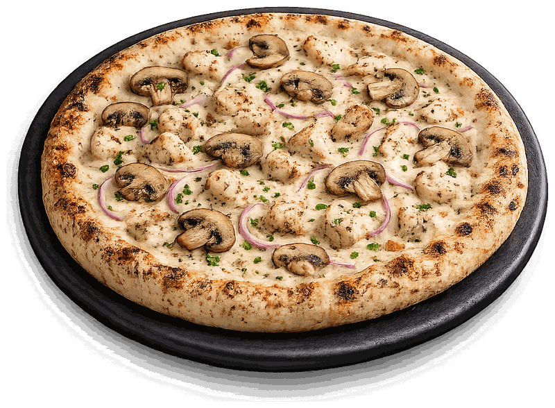 Pizza pollo e funghi